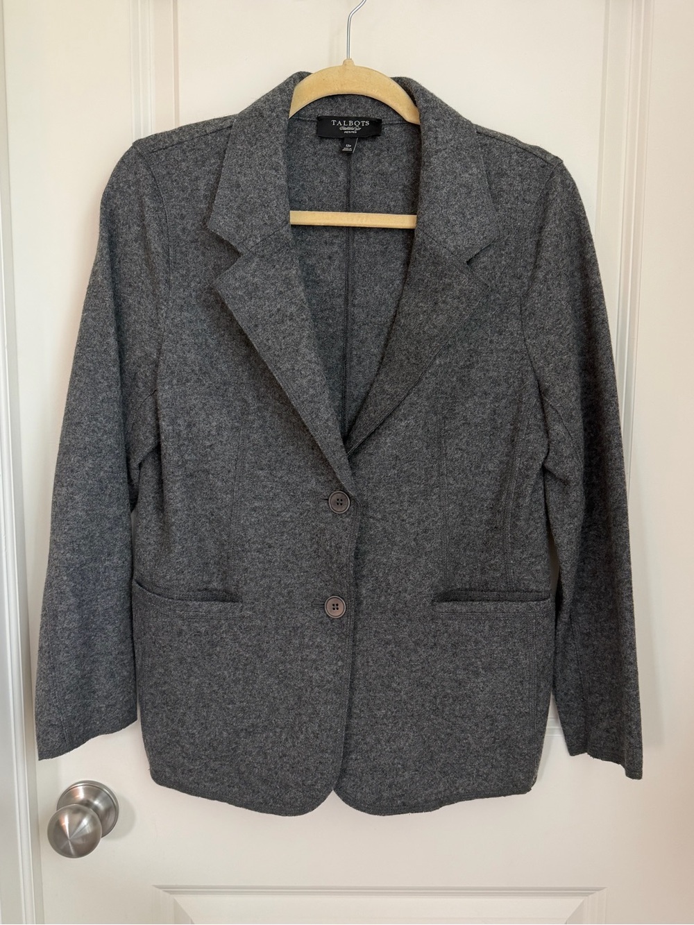 Talbots Petite Charcoal Gray Knit Blazer Jacket